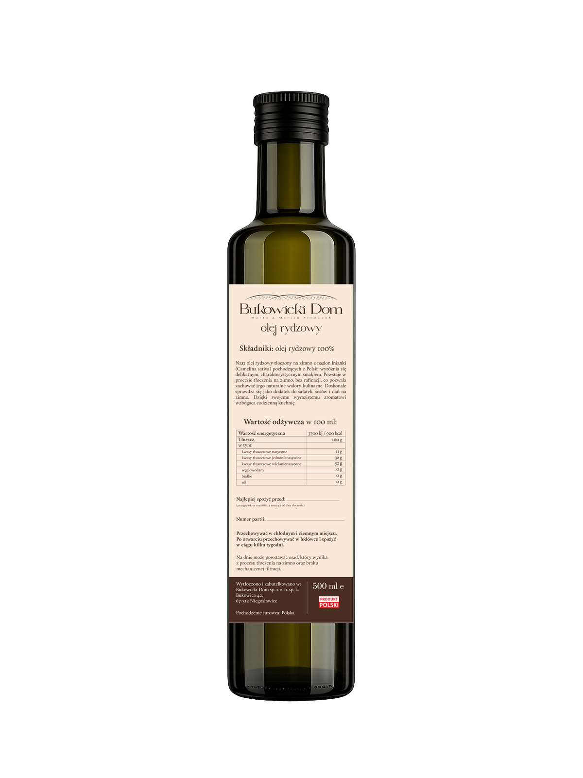 Boska Prostaczka – olej rydzowy 500 ml - obrazek 2