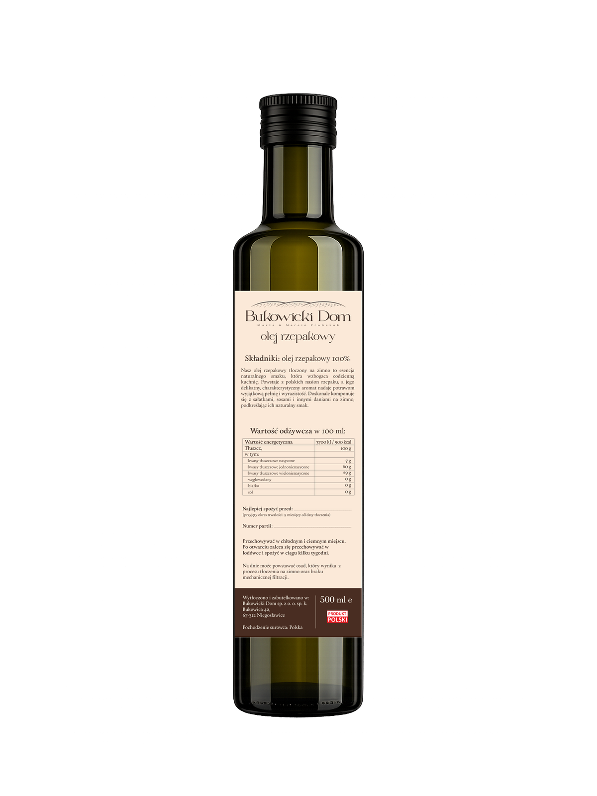 Pełnia Lata – olej rzepakowy 500 ml - obrazek 2